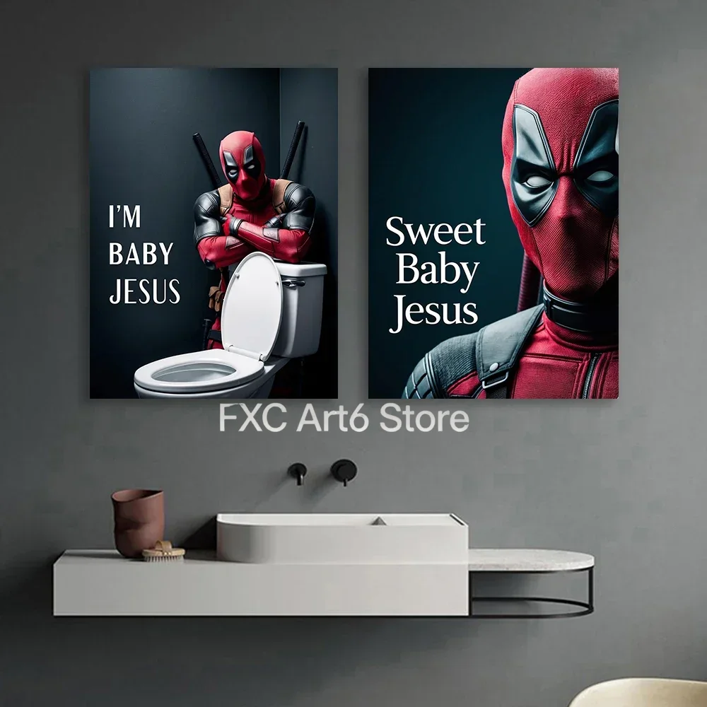 Home Bathroom Toilet - 1PC frameless Deadpool Funny Bathroom Poster