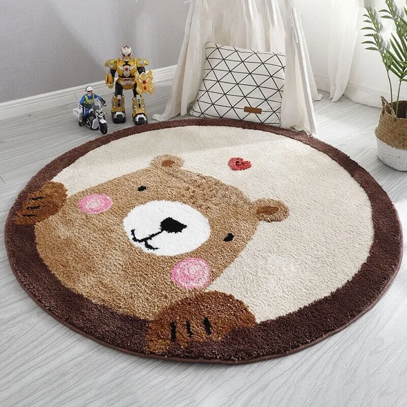 Home Bathroom Wear - VIKAMA Cartoon Round Imitation Cashmere Carpet