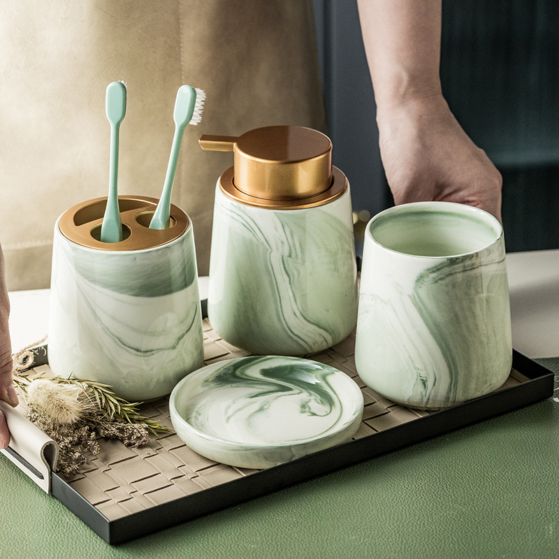 Zara Home Bathroom - Creative Gradient Green Marbled Ceramic Lotion