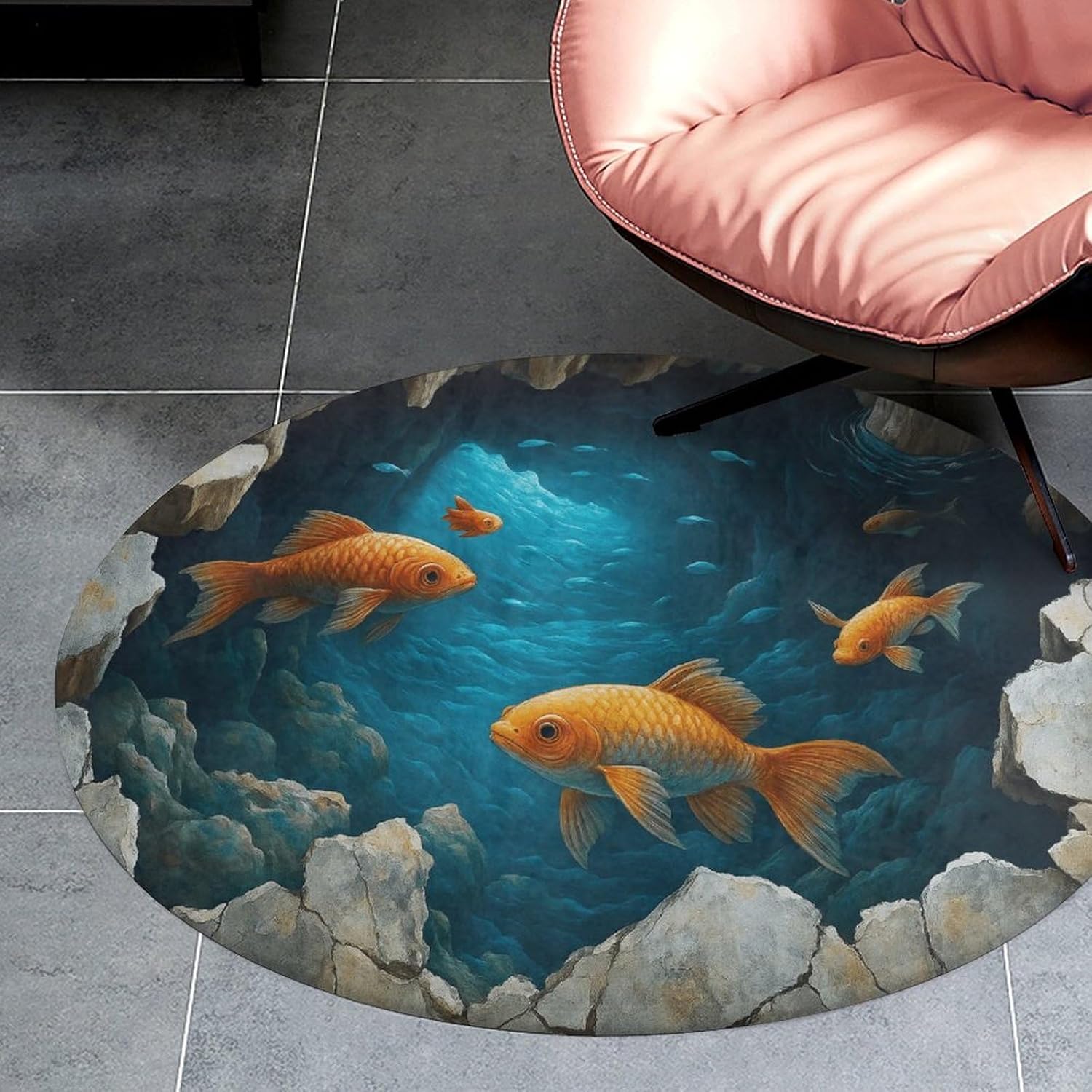 Home Bathroom Door Design - High Quality Round Polyester Bath Rug