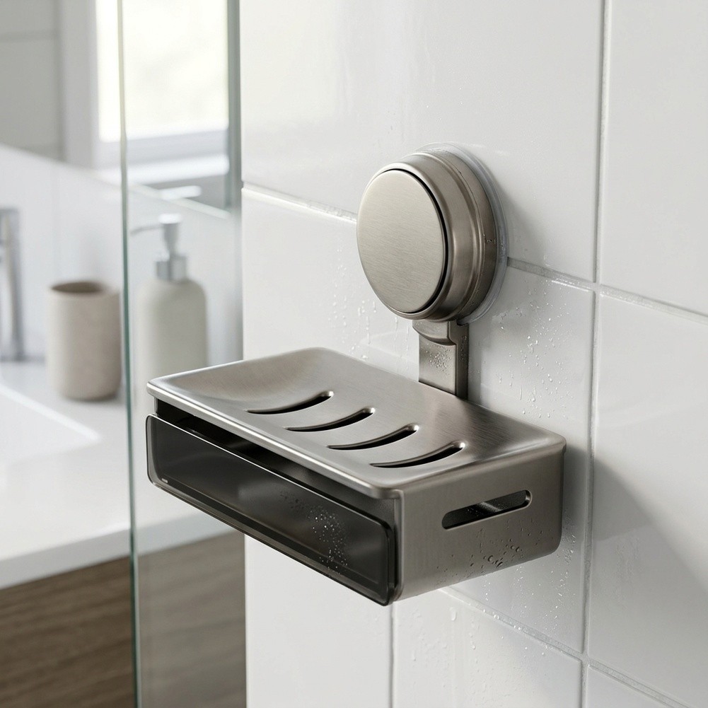 Glass Soap Dish - Wall Mounted Soap Dish for Bathroom