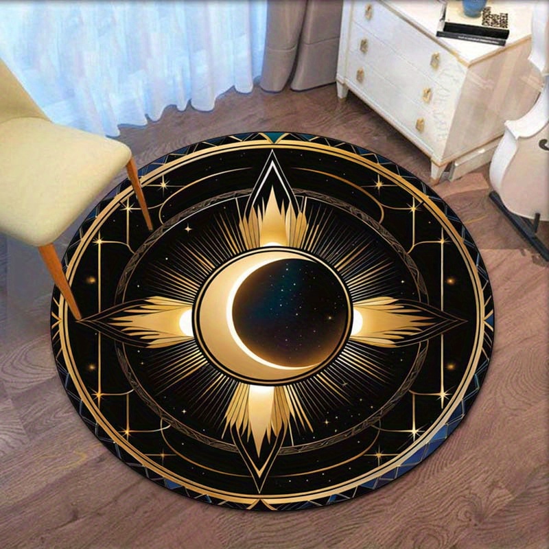 Home Bathroom Door Design - Sun moon eclipse celestial design round