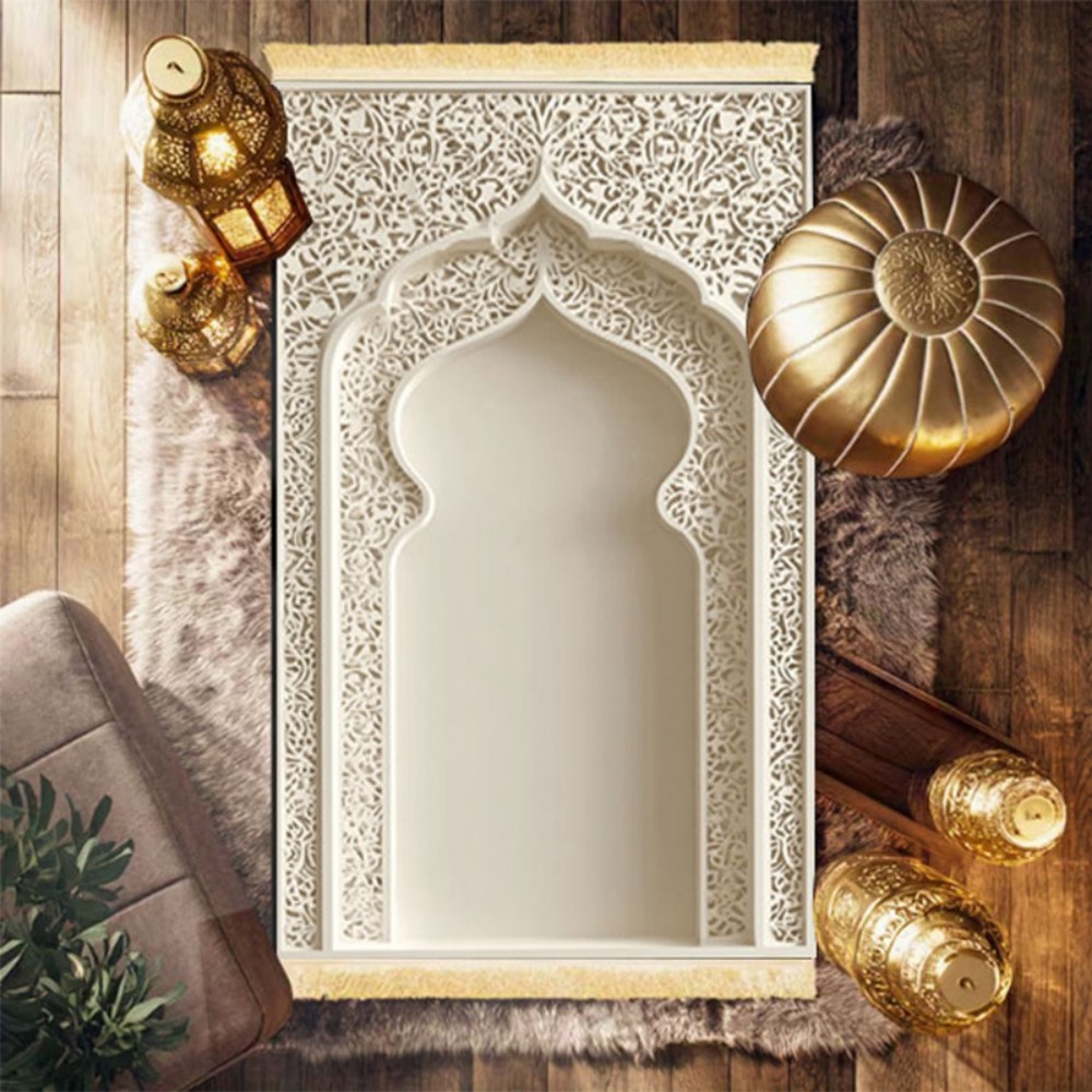 Home Bathroom Door Design - VIKAMA Islamic Prayer Rug With White