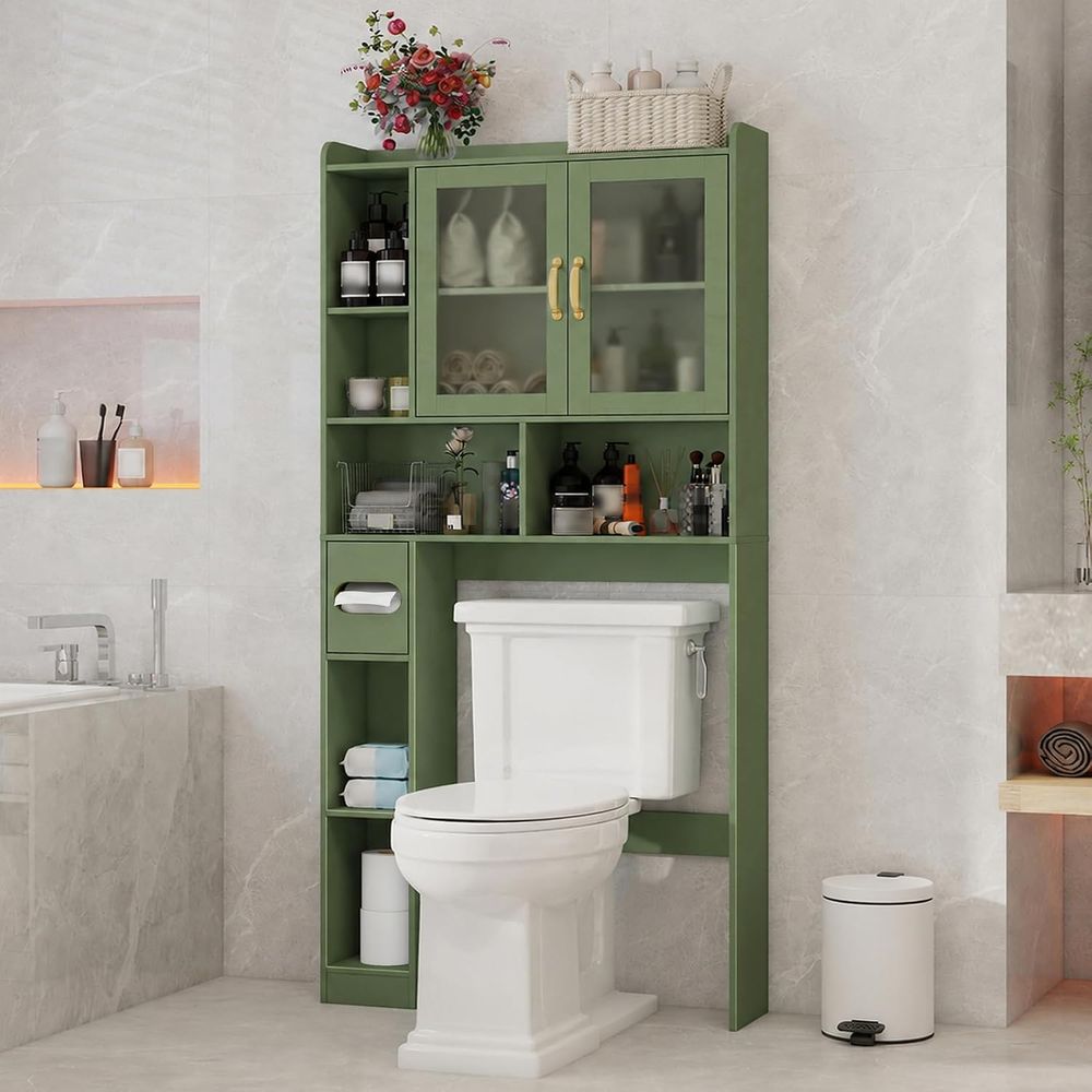 Home Bathroom Toilet - Space-Saving Acrylic Over-the-Toilet Storage Cabinet for