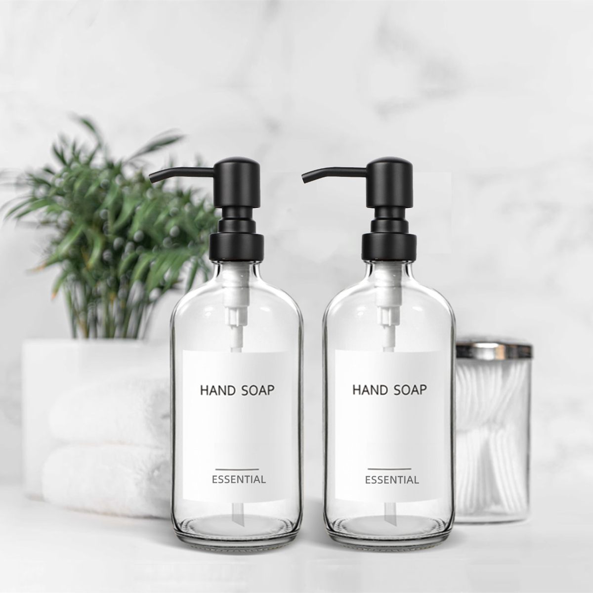 Glass Soap Dish - Clear Glass Soap Dispenser Set for