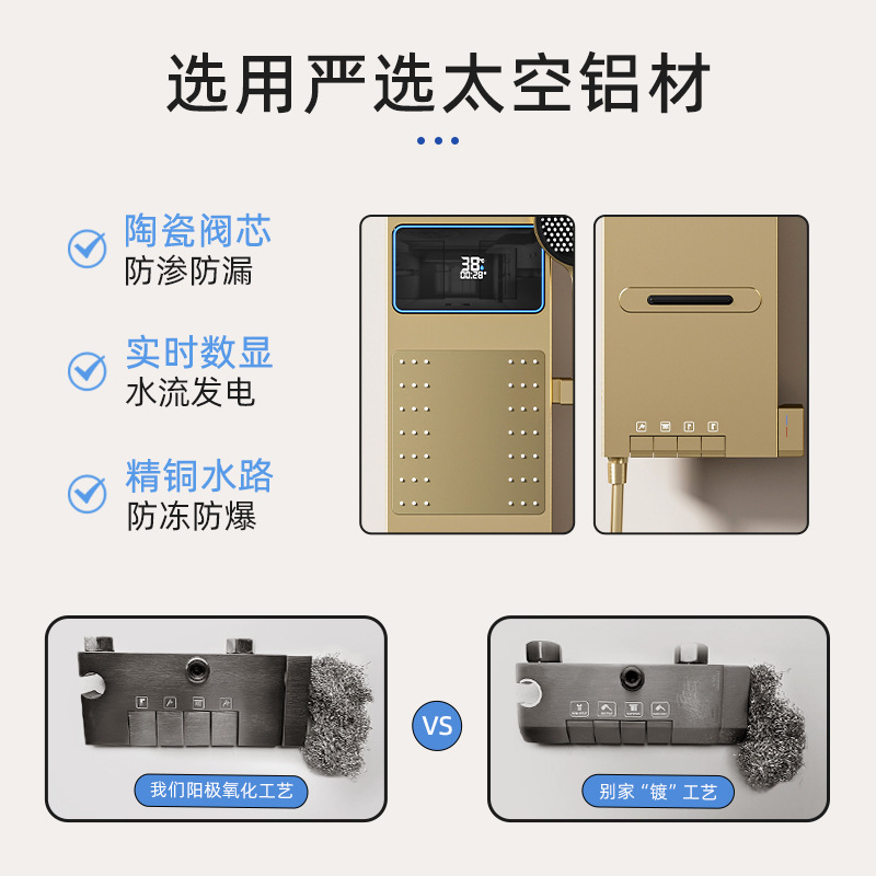 Space-Gray Smart Digital Displ - Home Bathroom Shower 评论和价格