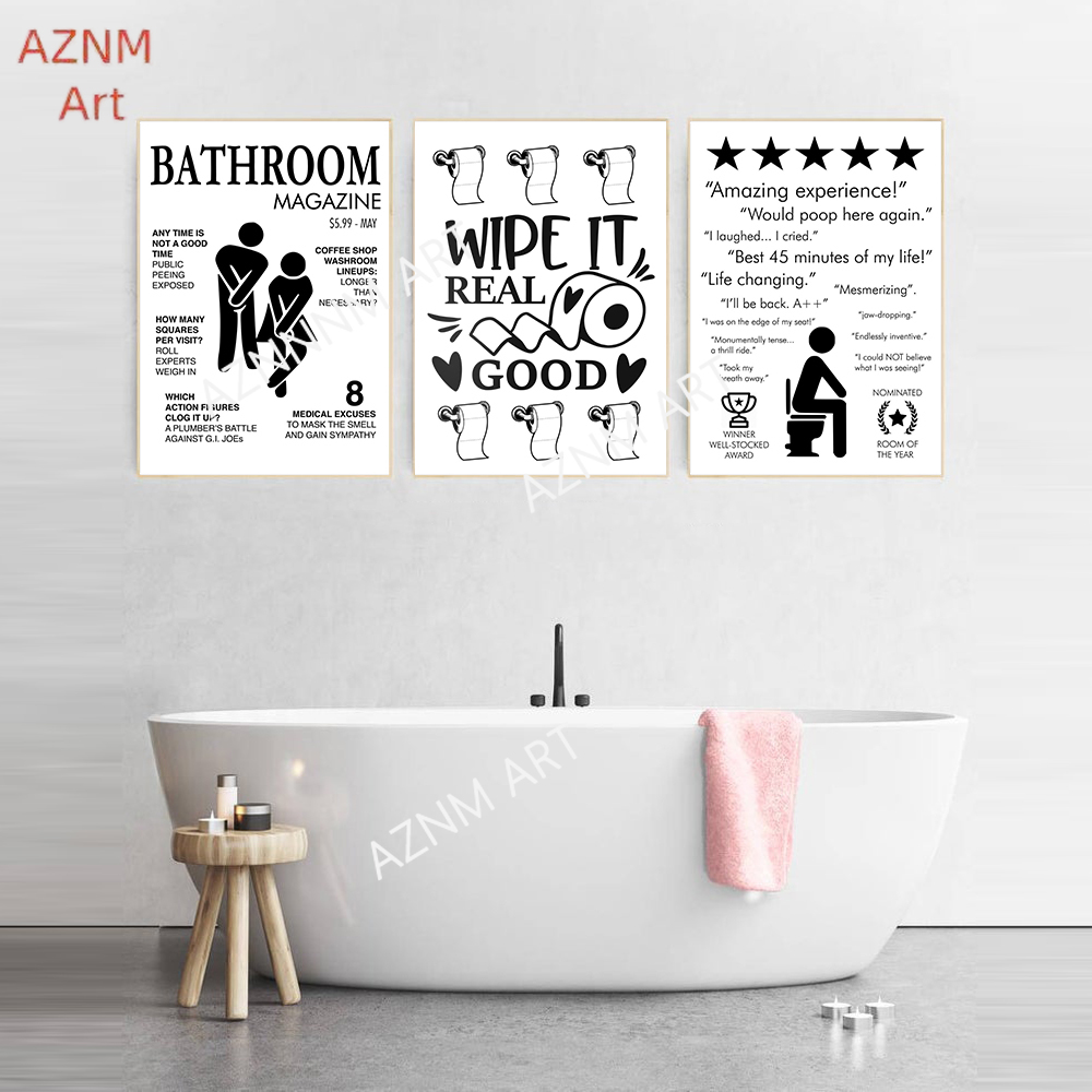 Wall Art Canvas Painting Funny - Home Bathroom Toilet 评论和价格