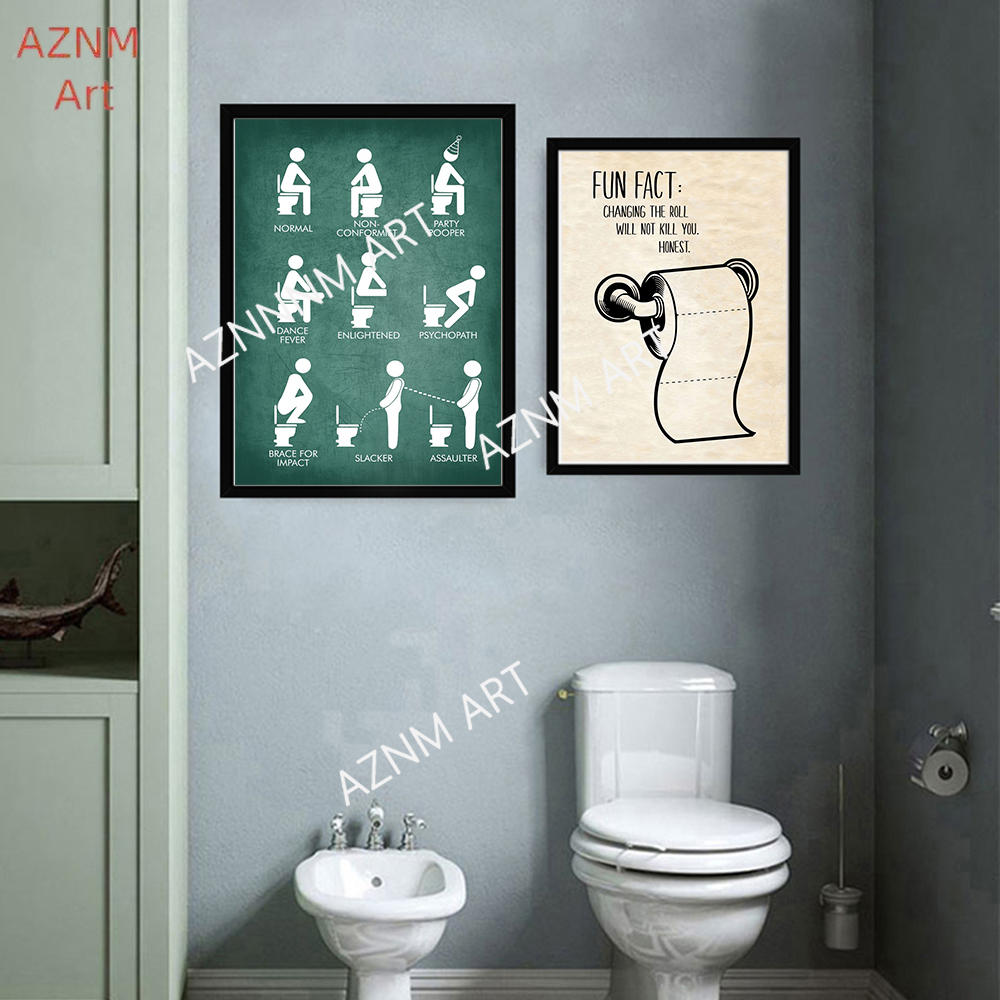 Wall Art Canvas Painting Funny - Home Bathroom Toilet 评论和价格