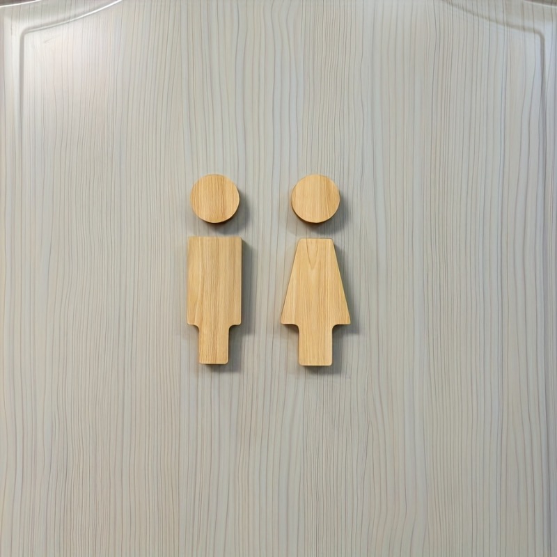 2PCS Wooden Bathroom Sign for  - Home Bathroom Equipment 评论和价格