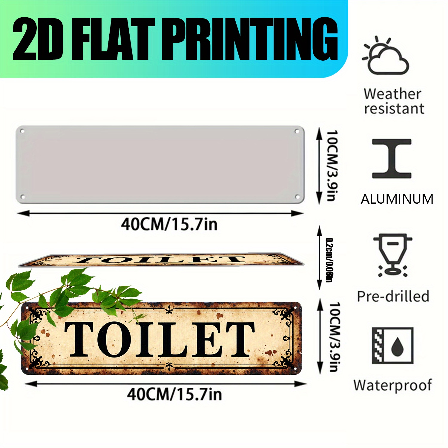 2D Flat, Vintage Aluminum Wall - Home Bathroom Toilet 评论和价格