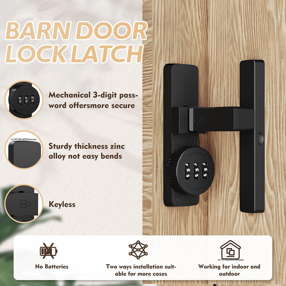 Security Barn Door Lock 3-Digi - Home Bathroom Cabinets 评论和价格