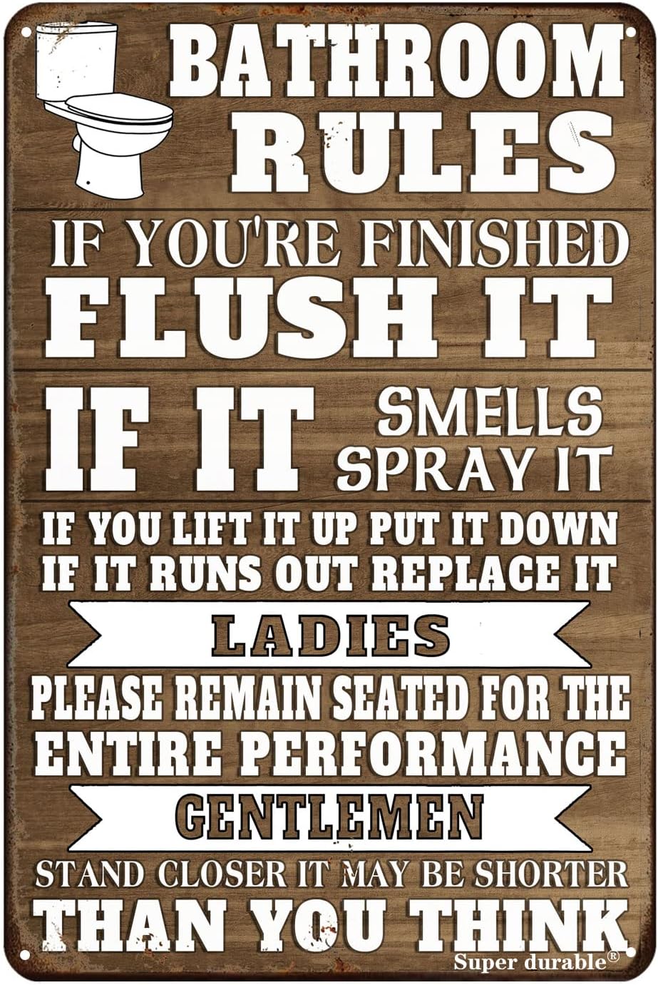 Funny Bathroom Rules Metal Tin - Home Bathroom Toilet 评论和价格