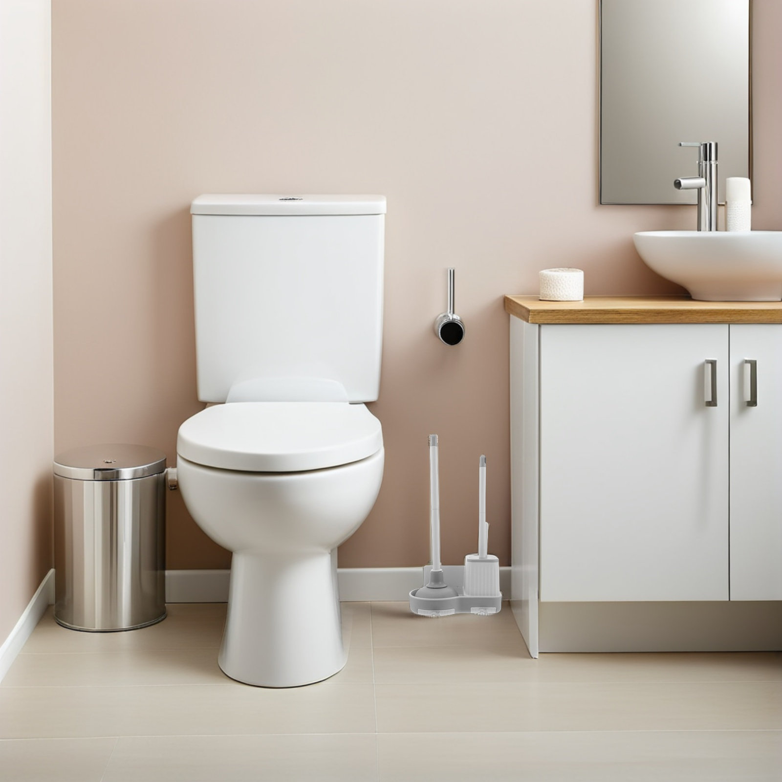 1Set Toilet Brush Set Wall-Mou - Home Bathroom Cleaning Kit 评论和价格
