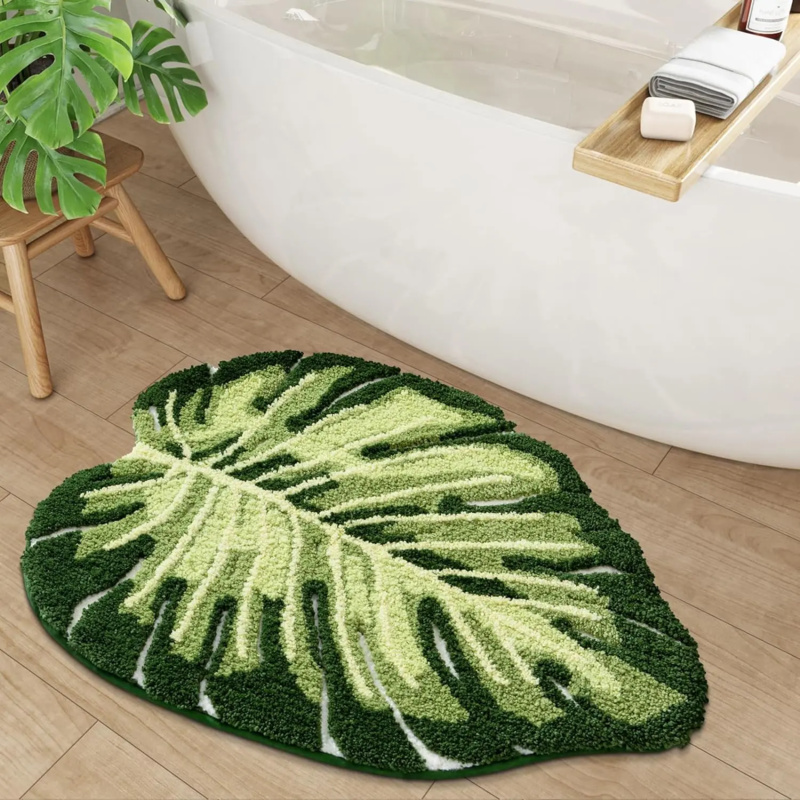 VIKAMA Small Fresh Green Leaf  - Zara Home Bathroom Mat 评论和价格