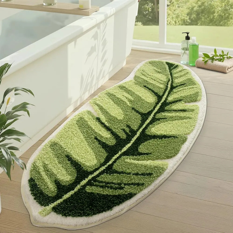 VIKAMA Small Fresh Green Leaf  - Zara Home Bathroom Mat 评论和价格