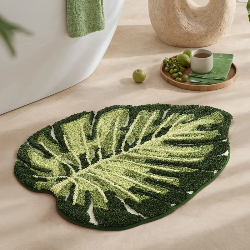 VIKAMA Small Fresh Green Leaf  - Zara Home Bathroom Mat 评论和价格