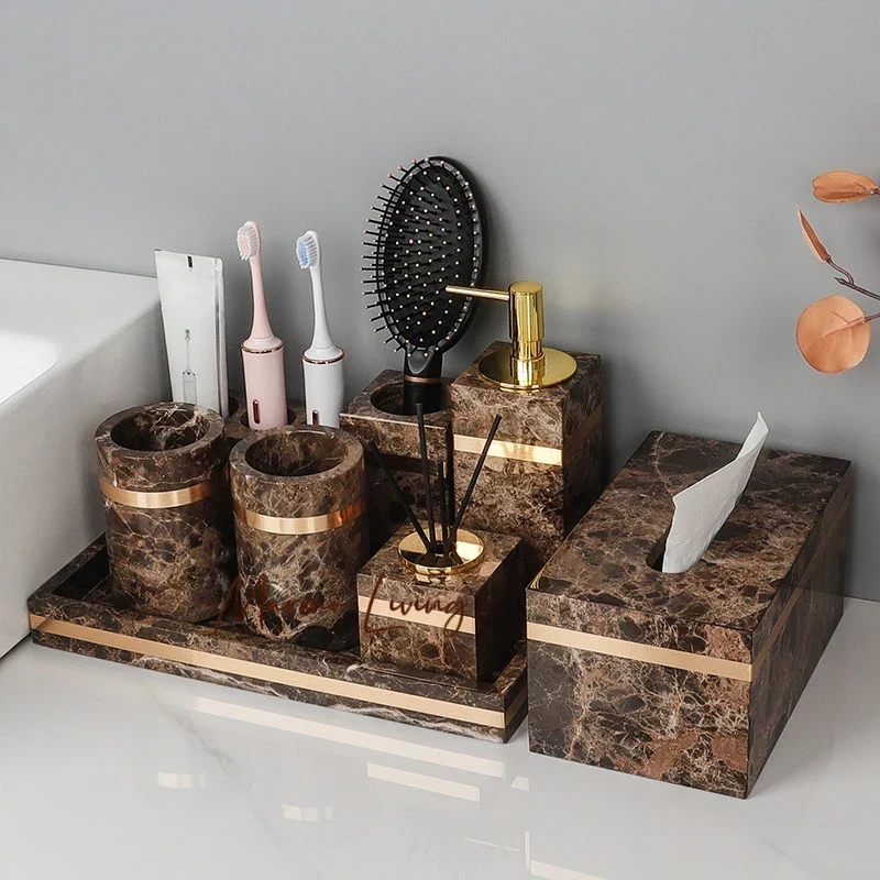 1set Emperador Dark Natural Ma - Zara Home Bathroom 评论和价格