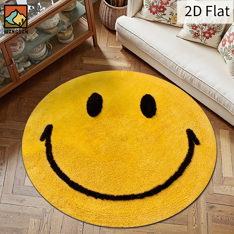 2D Round Flannel Rug Smiley Fa - Home Bathroom Door Design 评论和价格