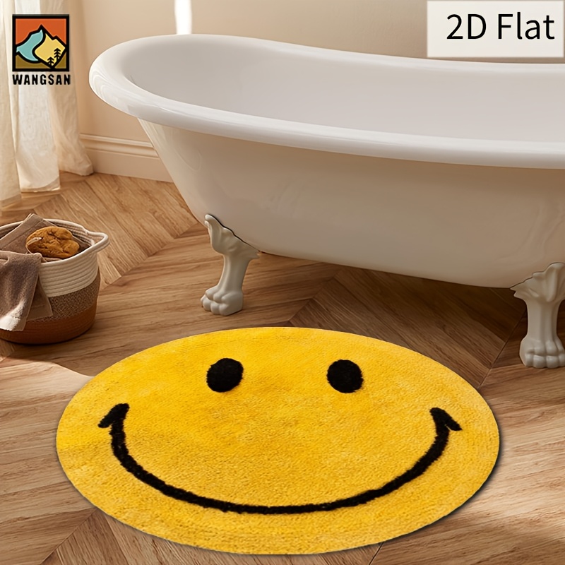 2D Round Flannel Rug Smiley Fa - Home Bathroom Door Design 评论和价格