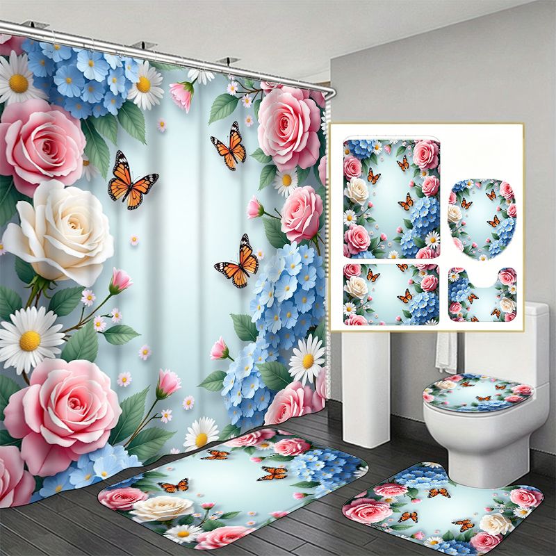 Rose Hydrangea Butterfly Borde - Home Bathroom Remodel 评论和价格