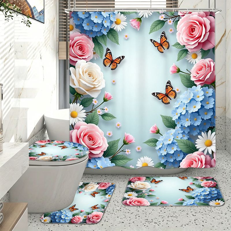 Rose Hydrangea Butterfly Borde - Home Bathroom Remodel 评论和价格