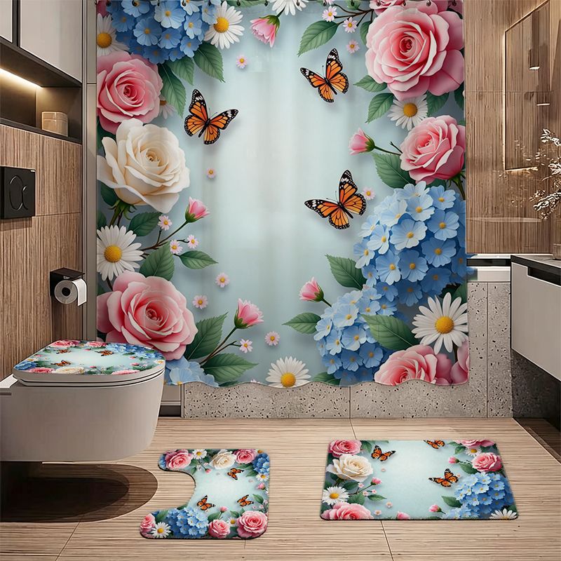 Rose Hydrangea Butterfly Borde - Home Bathroom Remodel 评论和价格
