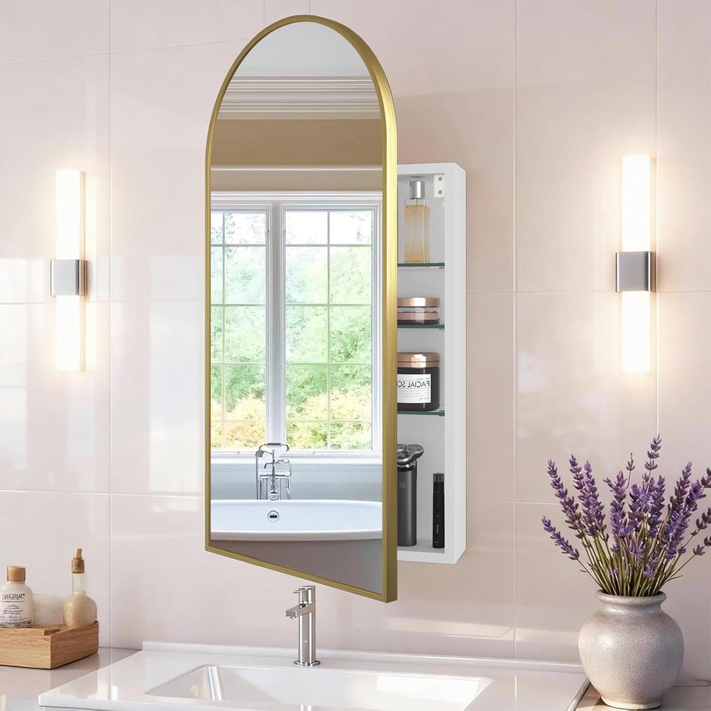 Luxurious Arched Gold Bathroom - Home Bathroom Cabinets 评论和价格