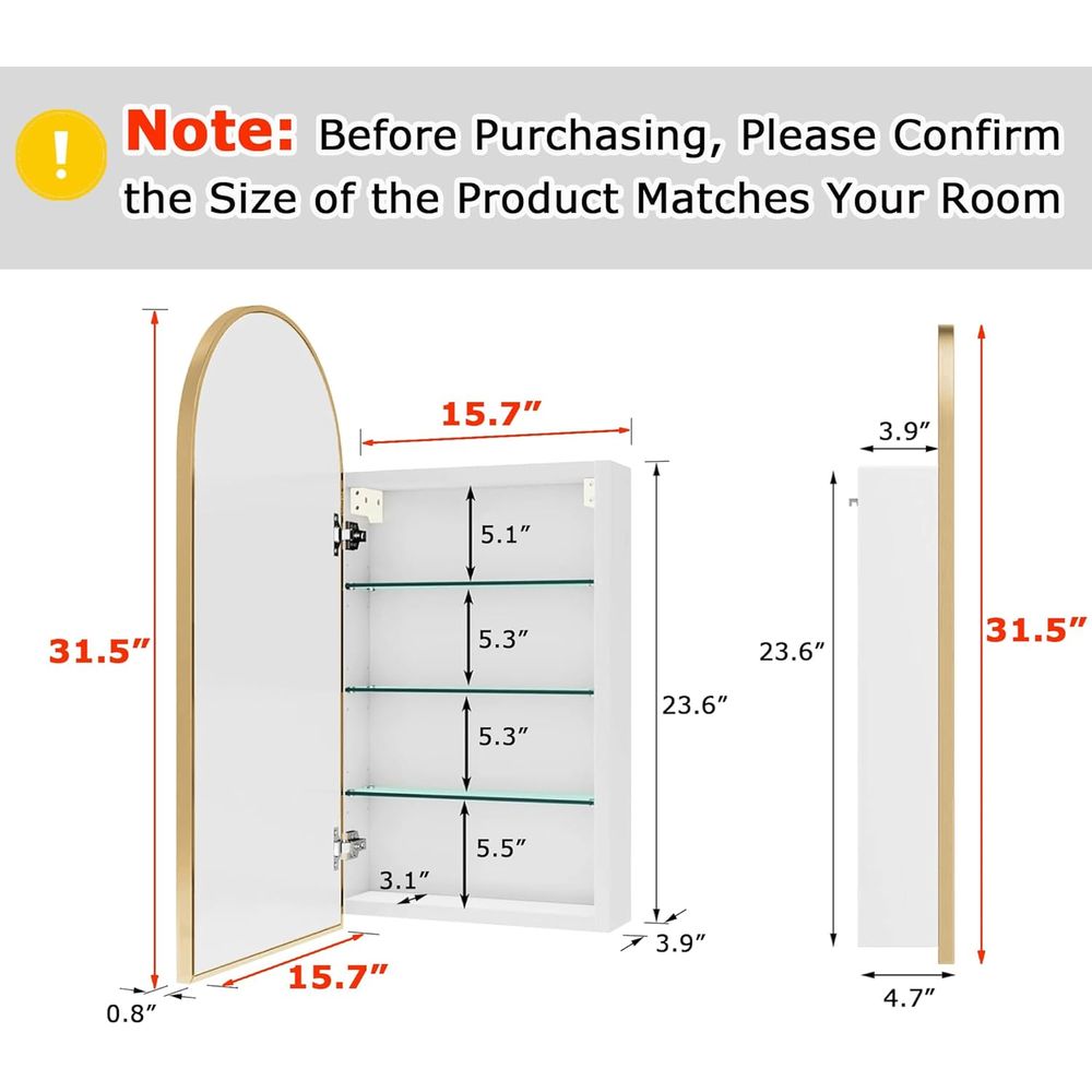Luxurious Arched Gold Bathroom - Home Bathroom Cabinets 评论和价格