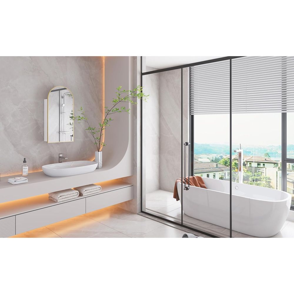 Luxurious Arched Gold Bathroom - Home Bathroom Cabinets 评论和价格