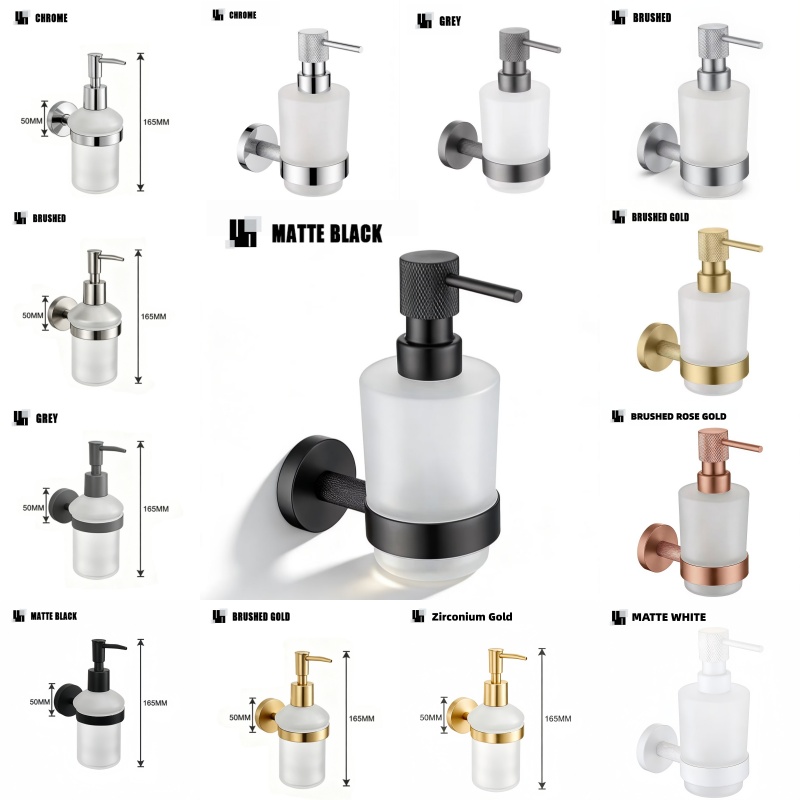 Brushed Nickel Brass Knurled W - Glass Soap Dish 评论和价格