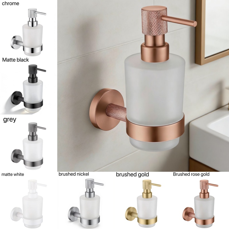 Brushed Nickel Brass Knurled W - Glass Soap Dish 评论和价格
