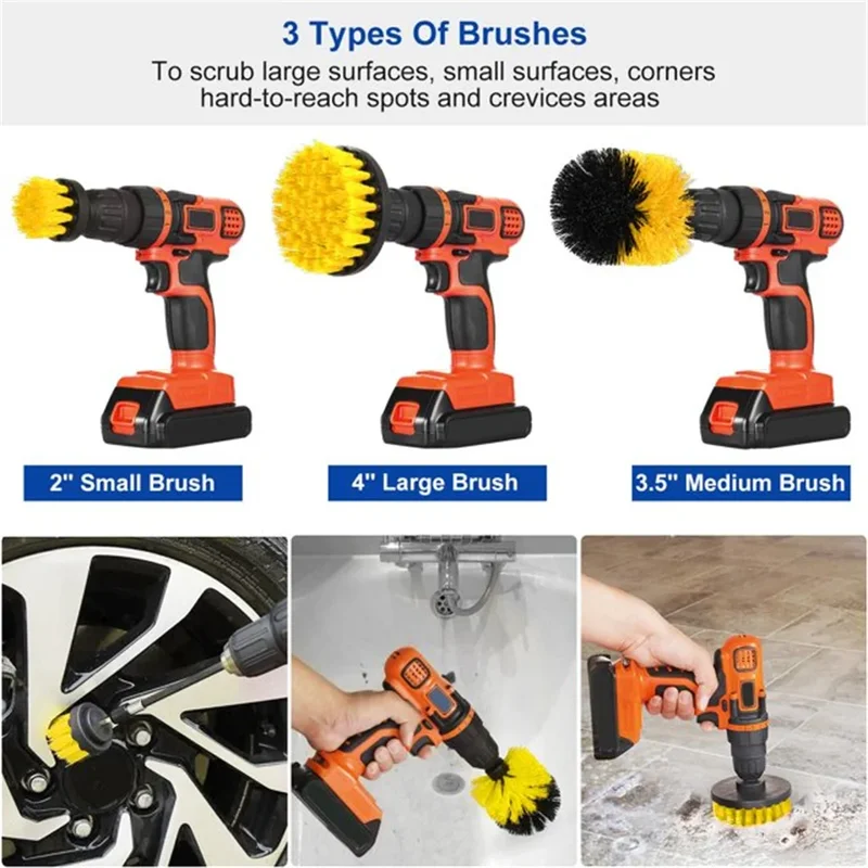 3 pcs/set drill brush set powe - Home Bathroom Cleaning Kit 评论和价格