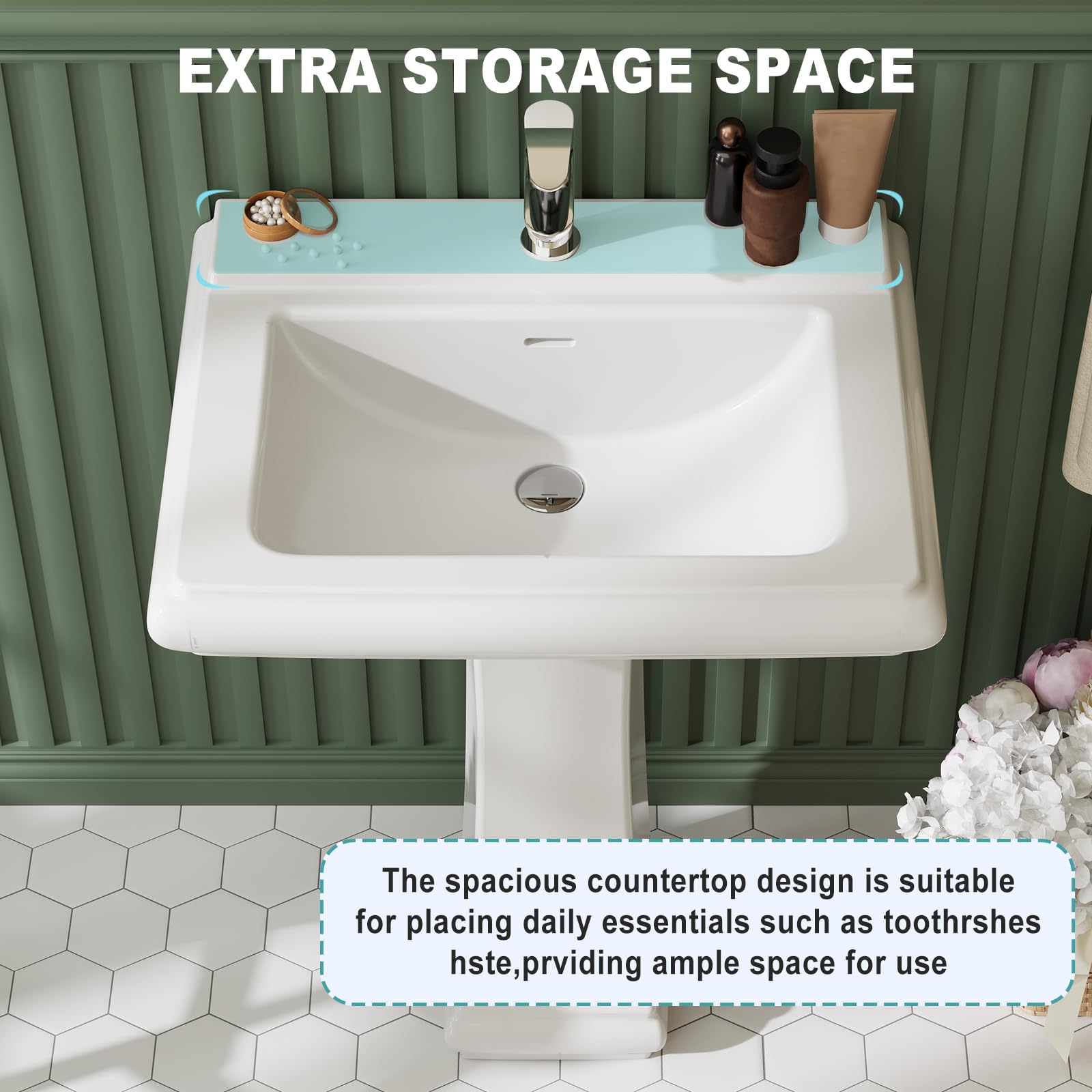 Pedestal Sink Square Ceramic B - Home Bathroom Remodel 评论和价格