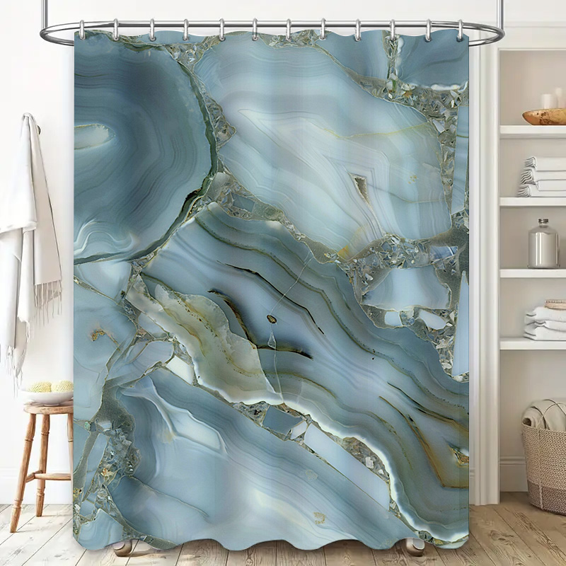 Blue Marble Shower Curtain Wat - Home Bathroom Images 评论和价格