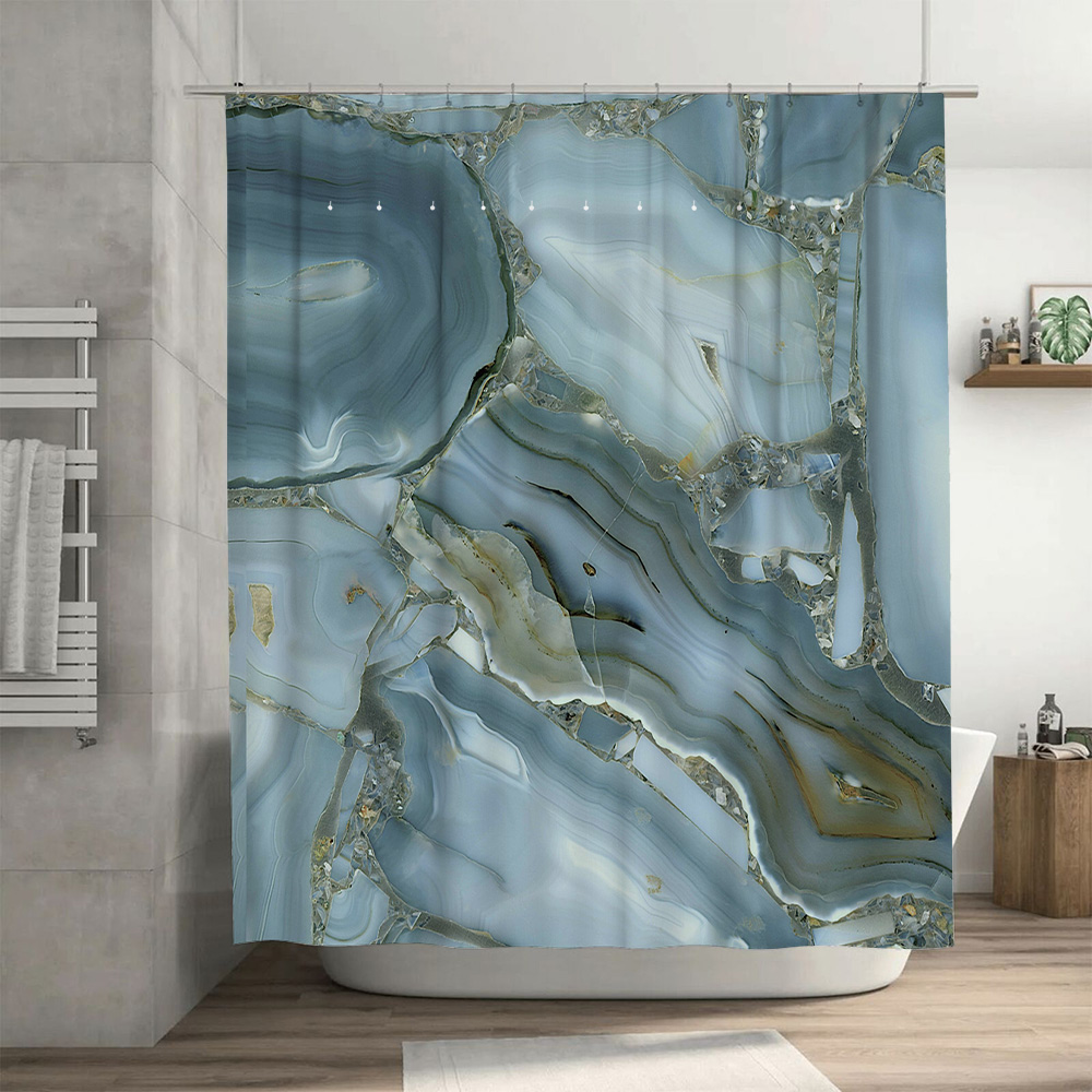 Blue Marble Shower Curtain Wat - Home Bathroom Images 评论和价格