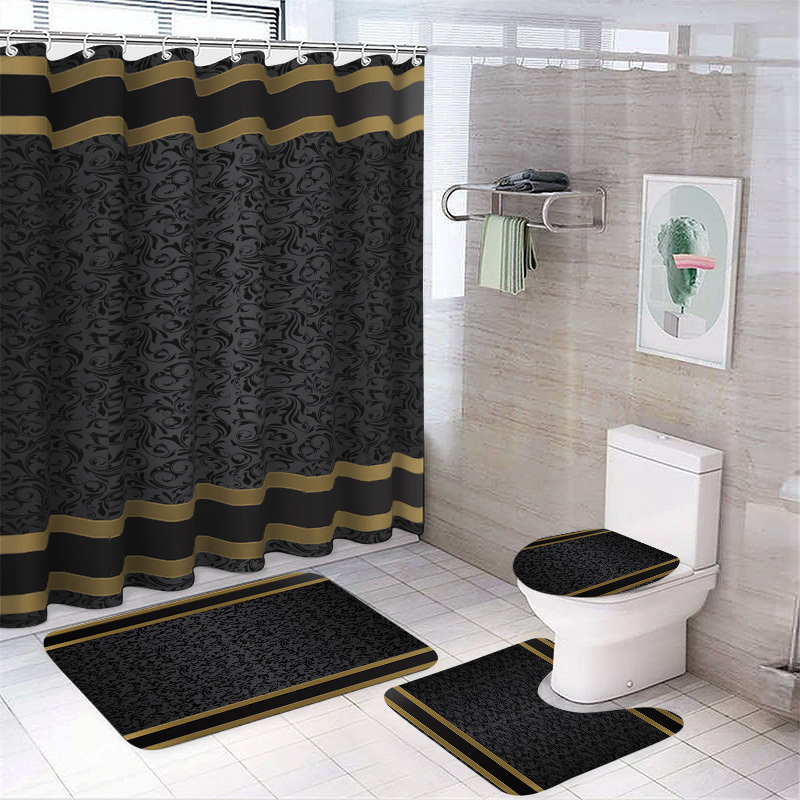 Luxury Black & Gold Bathroom S - Zara Home Bathroom Mat 评论和价格