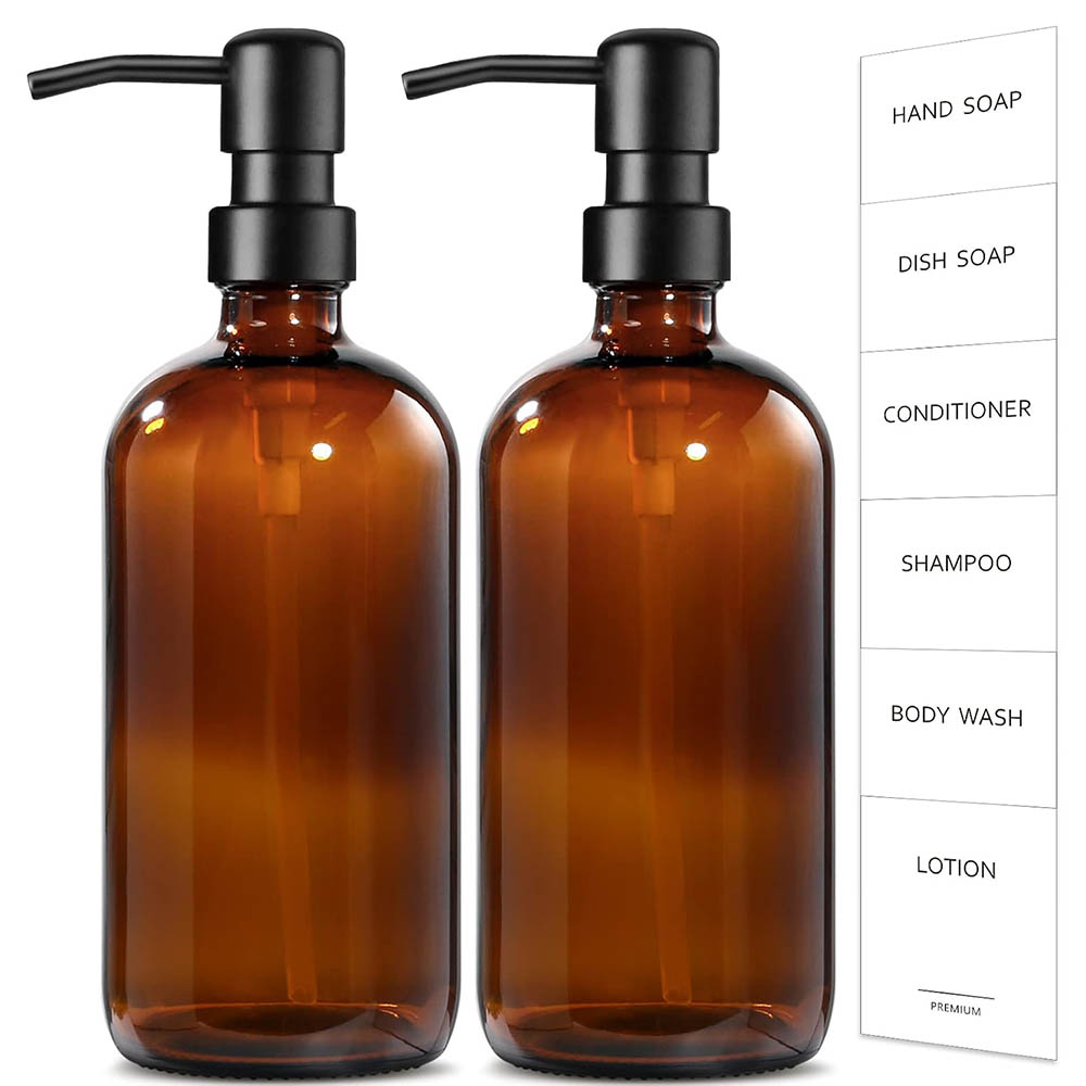 Amber Glass Soap Dispenser, 2  - Home Bathroom Soap Dispenser 评论和价格