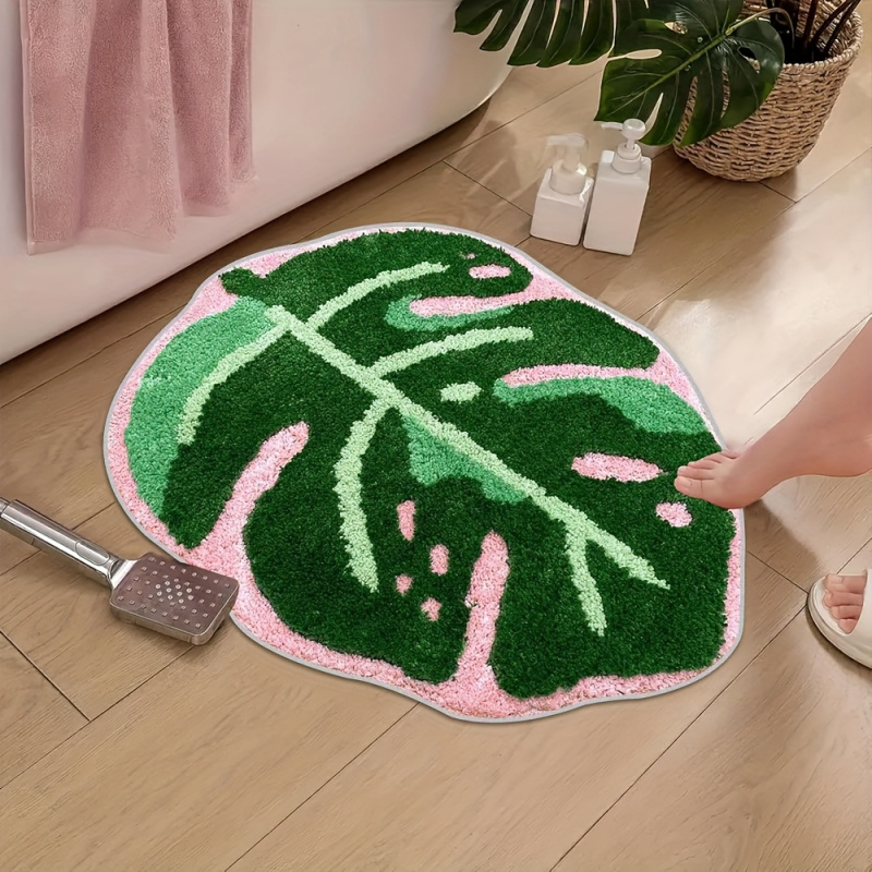 VIKAMA Pink Tropical Leaf Plus - Zara Home Bathroom Mat 评论和价格