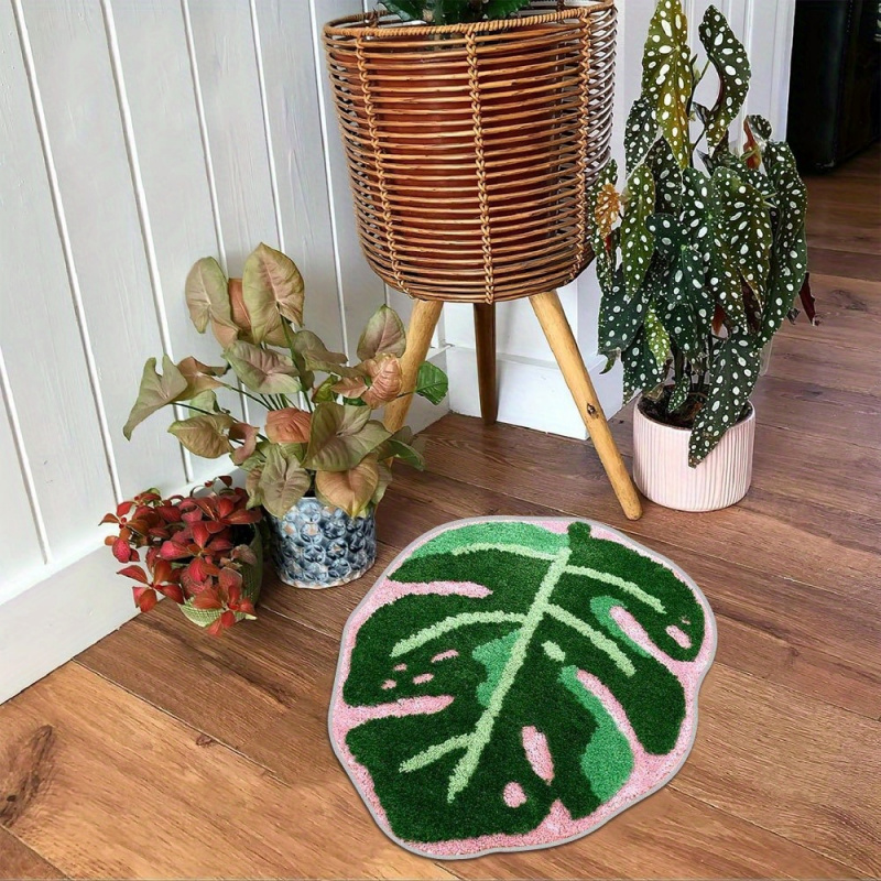 VIKAMA Pink Tropical Leaf Plus - Zara Home Bathroom Mat 评论和价格