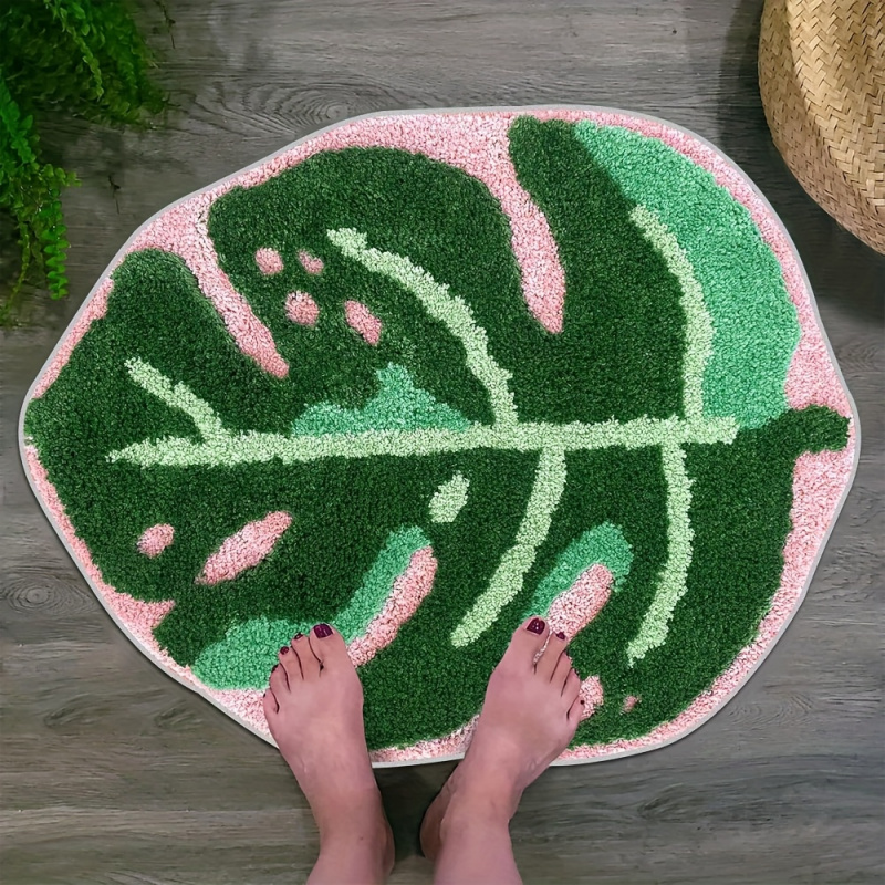 VIKAMA Pink Tropical Leaf Plus - Zara Home Bathroom Mat 评论和价格